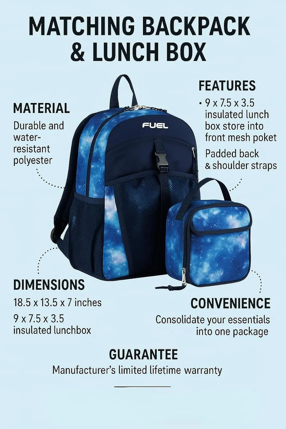 FUEL Travel Backpack Cooler Bag Lunchbox for Work Insulated Cooler Bag Lunch Bag Work Hiking Water Bottle Pockets
