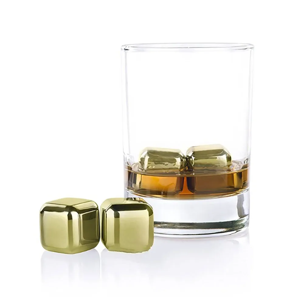 Funki Buys | Whisky Stones | Gold Stainless Steel Ice Cube Sets