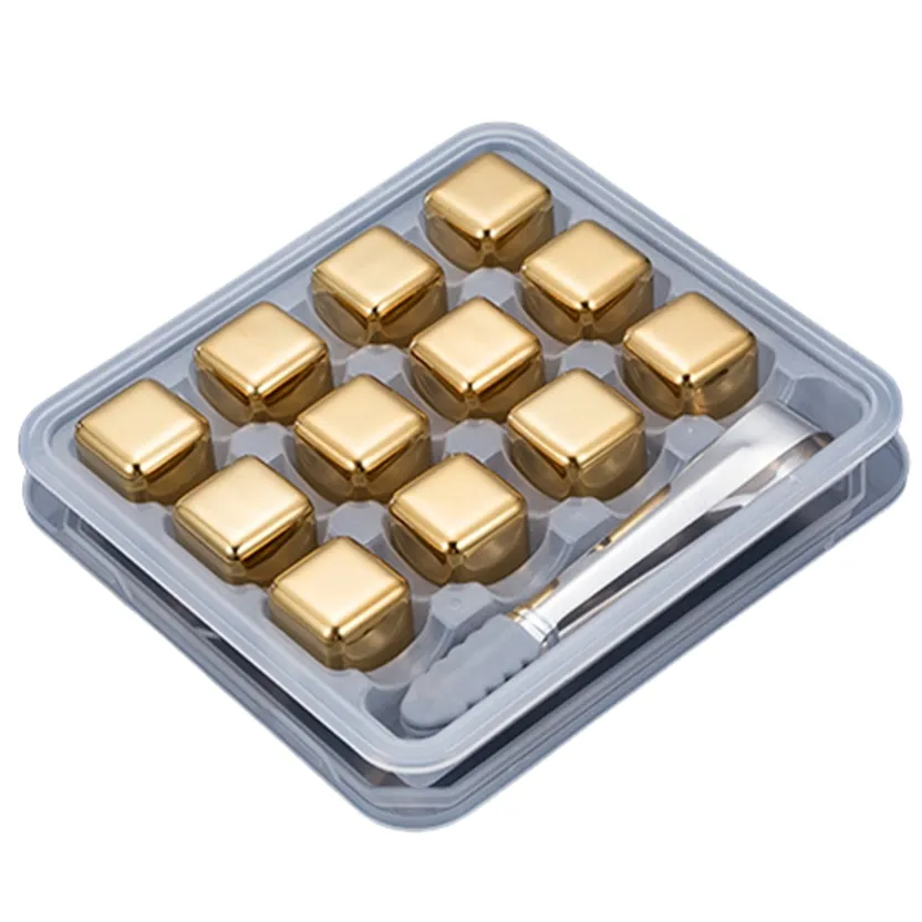Funki Buys | Whisky Stones | Gold Stainless Steel Ice Cube Sets