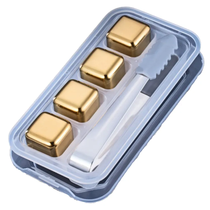 Funki Buys | Whisky Stones | Gold Stainless Steel Ice Cube Sets