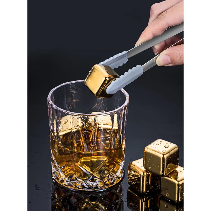Funki Buys | Whisky Stones | Gold Stainless Steel Ice Cube Sets