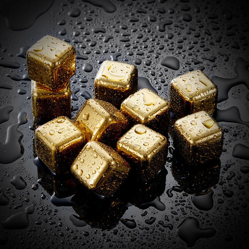 Funki Buys | Whisky Stones | Gold Stainless Steel Ice Cube Sets