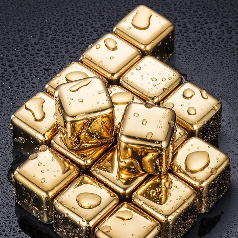 Funki Buys | Whisky Stones | Gold Stainless Steel Ice Cube Sets