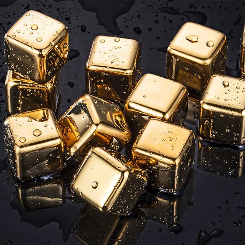 Funki Buys | Whisky Stones | Gold Stainless Steel Ice Cube Sets