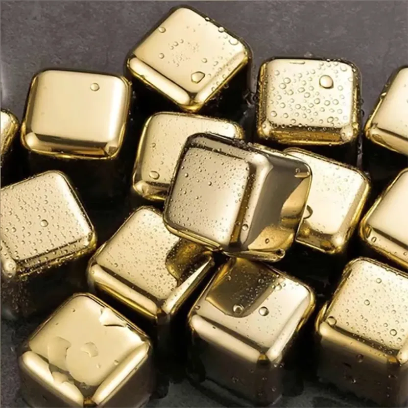 Funki Buys | Whisky Stones | Gold Stainless Steel Ice Cube Sets