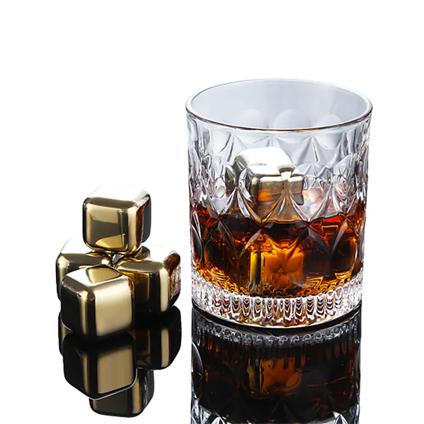 Funki Buys | Whisky Stones | Gold Stainless Steel Ice Cube Sets