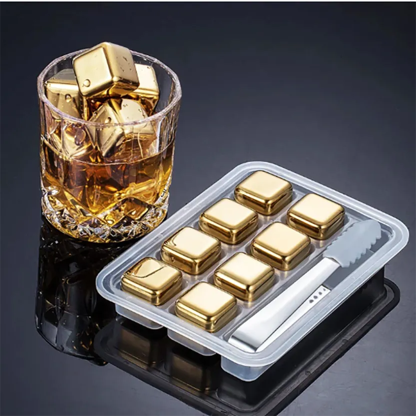 Funki Buys | Whisky Stones | Gold Stainless Steel Ice Cube Sets