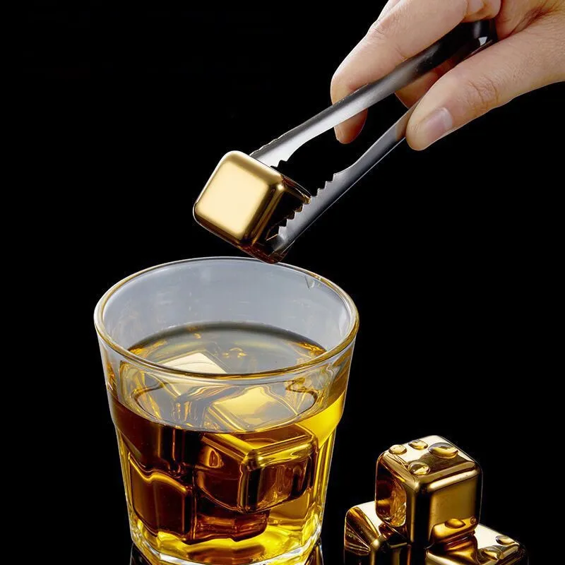 Funki Buys | Whisky Stones | Gold Stainless Steel Ice Cube Sets