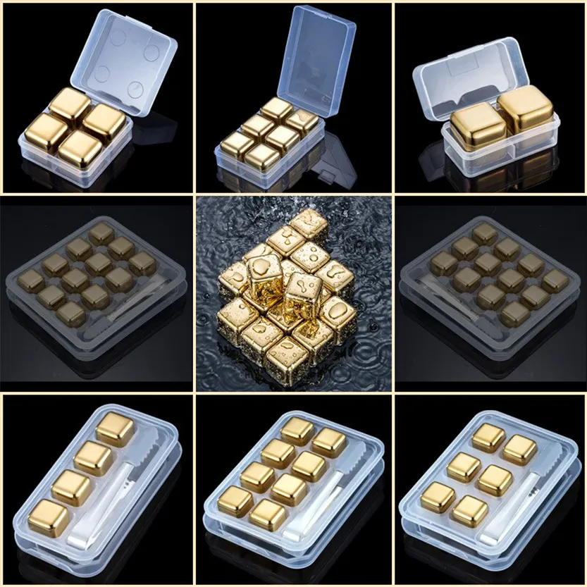 Funki Buys | Whisky Stones | Gold Stainless Steel Ice Cube Sets