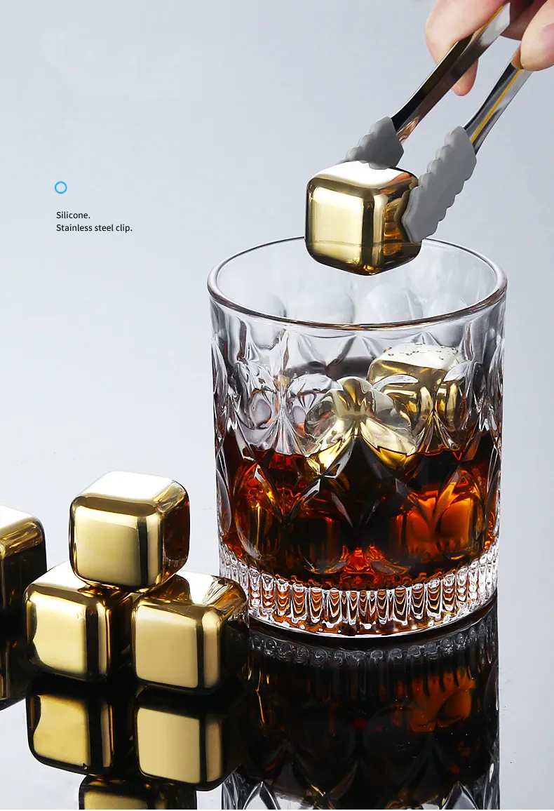 Funki Buys | Whisky Stones | Gold Stainless Steel Ice Cube Sets