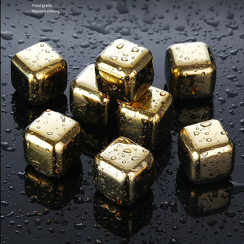 Funki Buys | Whisky Stones | Gold Stainless Steel Ice Cube Sets