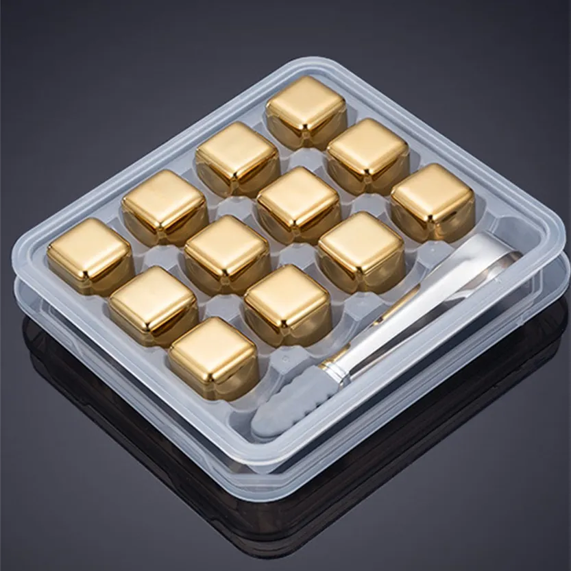 Funki Buys | Whisky Stones | Gold Stainless Steel Ice Cube Sets