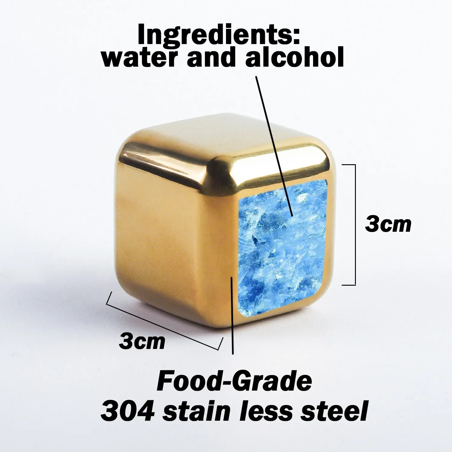 Funki Buys | Whisky Stones | Gold Stainless Steel Ice Cube Sets