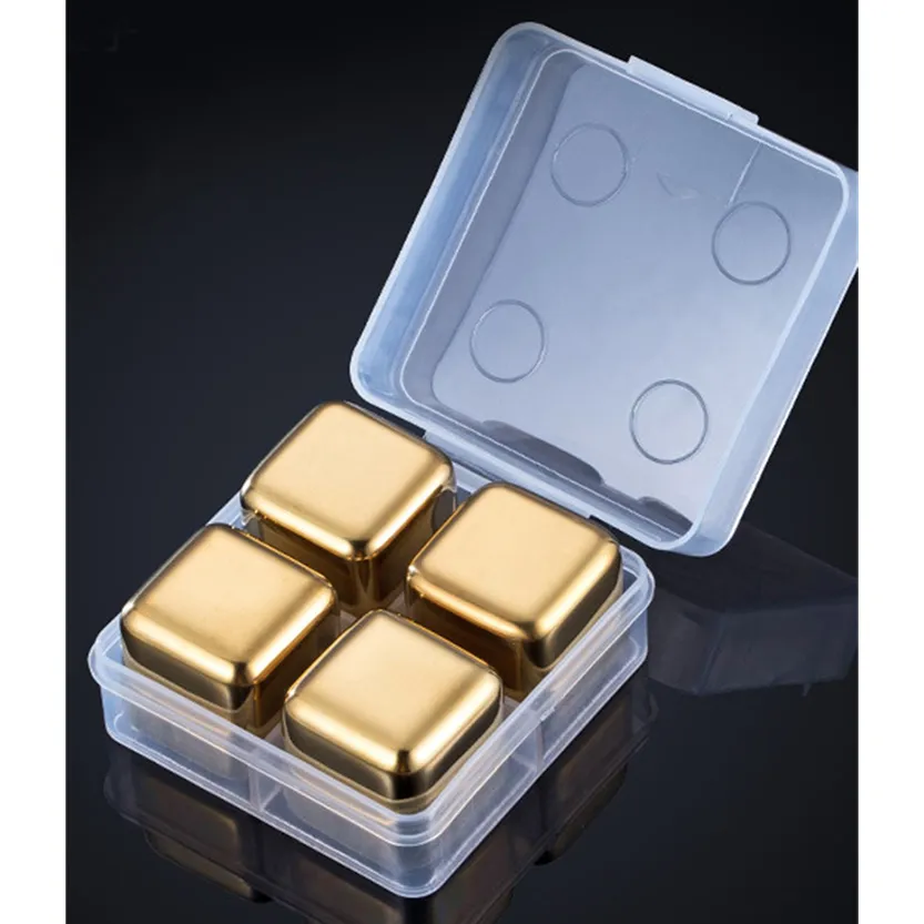 Funki Buys | Whisky Stones | Gold Stainless Steel Ice Cube Sets