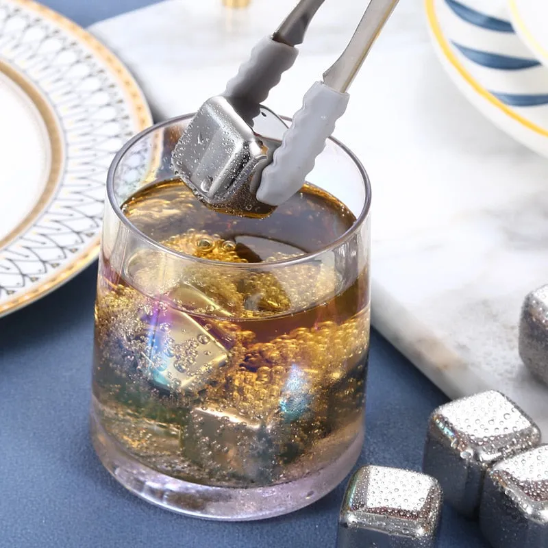 Funki Buys | Whisky Stones | Gold Stainless Steel Ice Cube Sets