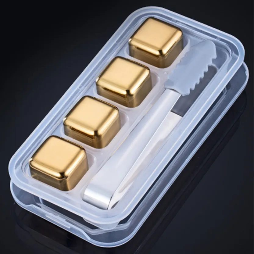 Funki Buys | Whisky Stones | Gold Stainless Steel Ice Cube Sets