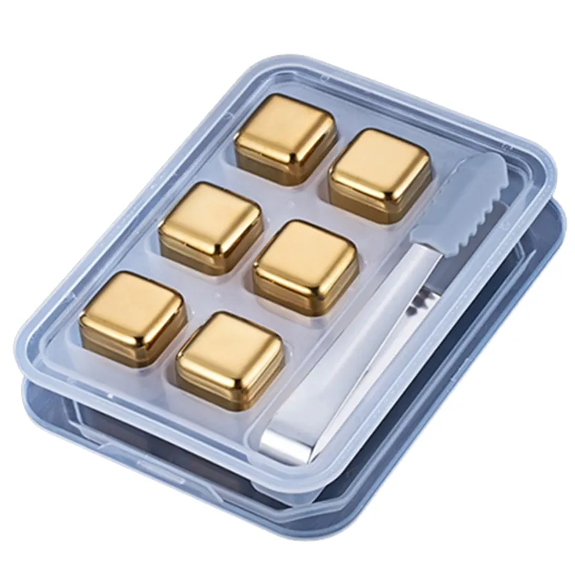 Funki Buys | Whisky Stones | Gold Stainless Steel Ice Cube Sets