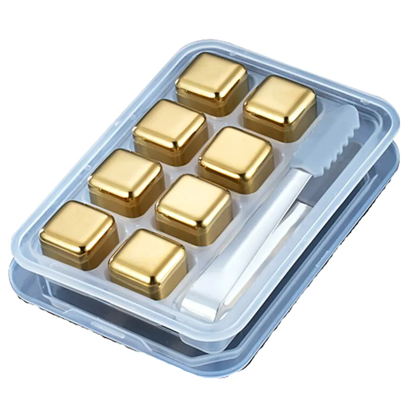 Funki Buys | Whisky Stones | Gold Stainless Steel Ice Cube Sets