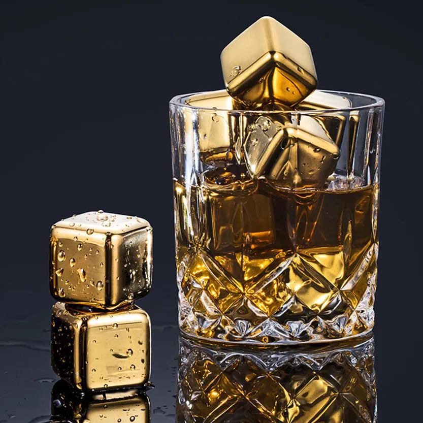 Funki Buys | Whisky Stones | Gold Stainless Steel Ice Cube Sets
