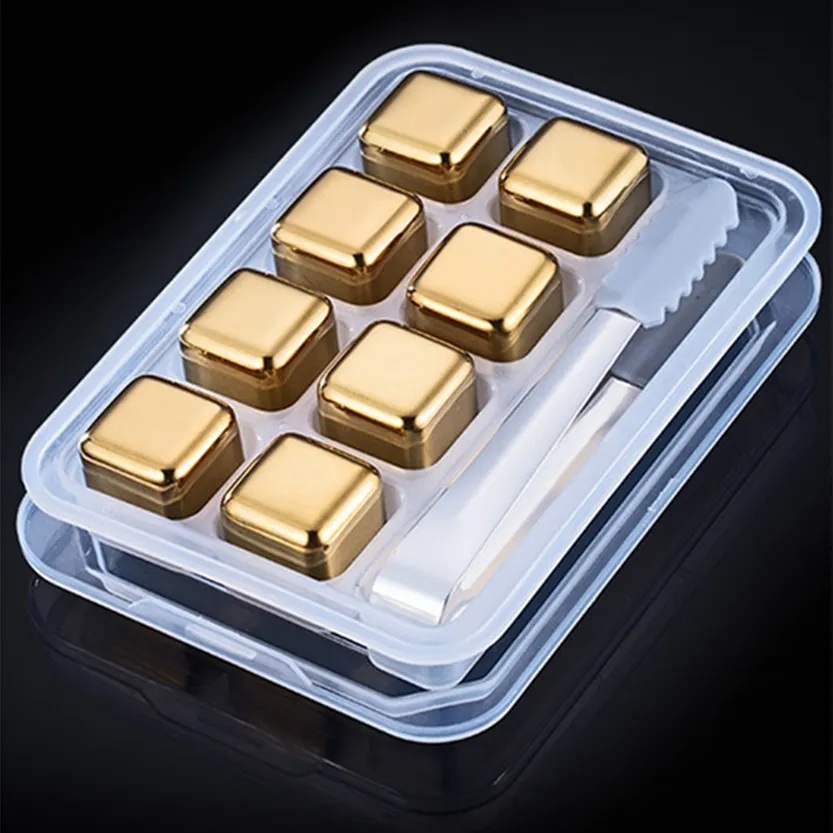 Funki Buys | Whisky Stones | Gold Stainless Steel Ice Cube Sets