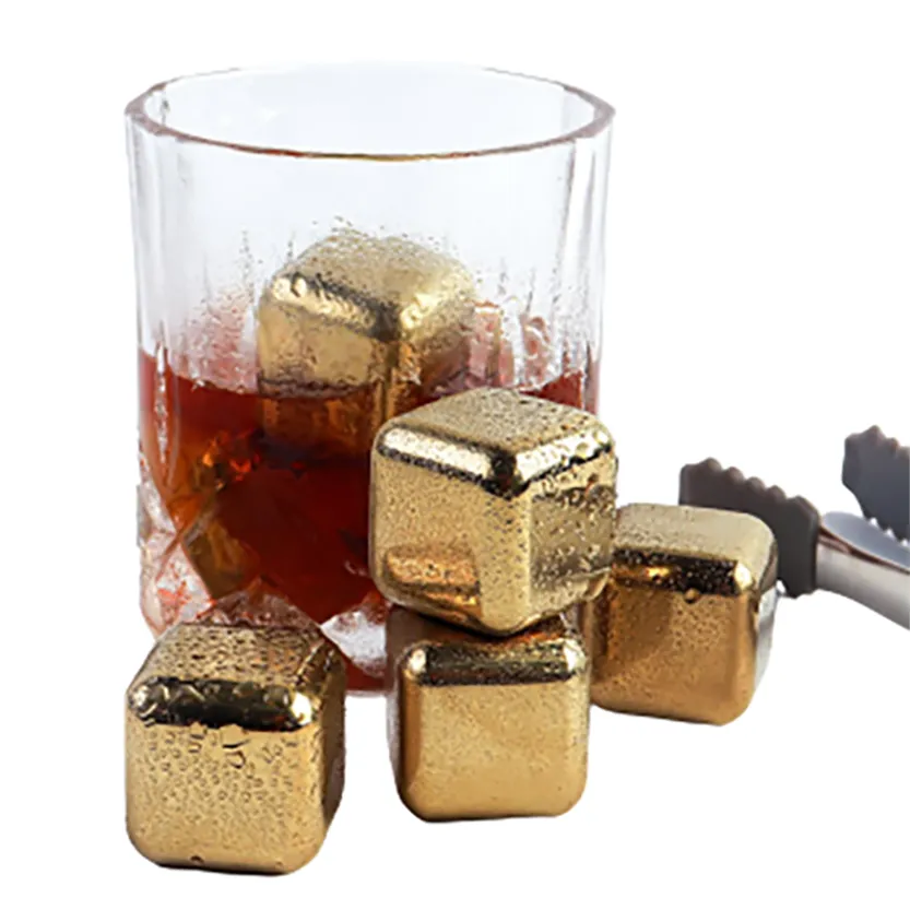 Funki Buys | Whisky Stones | Gold Stainless Steel Ice Cube Sets