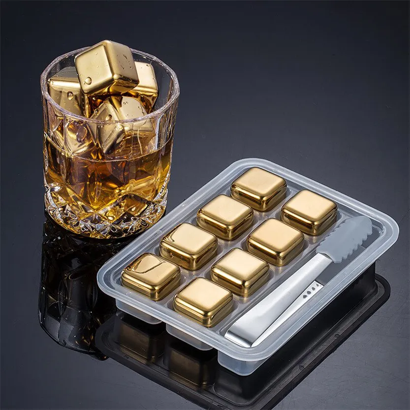 Funki Buys | Whisky Stones | Gold Stainless Steel Ice Cube Sets