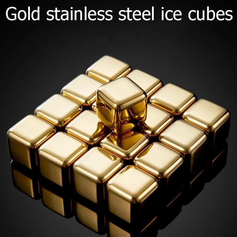 Funki Buys | Whisky Stones | Gold Stainless Steel Ice Cube Sets