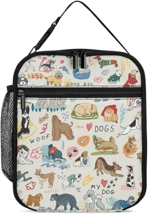 Funny Dog Reusable Lunch Bag Insulated Portable Lunch Box Bag Leak Proof Dining Bag Lunch Box Container Tote Pattern4, 27.5X20cm, style