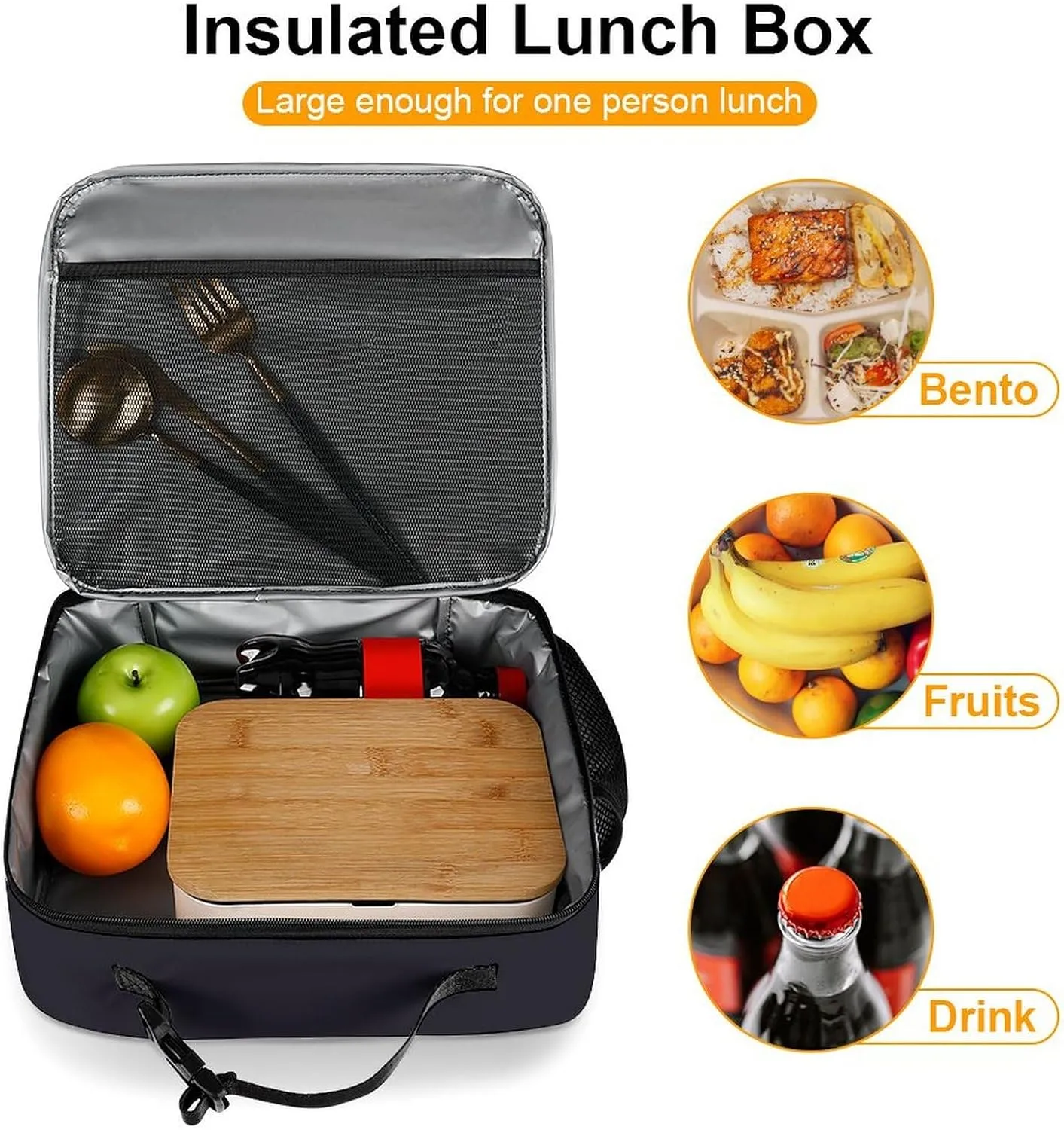 Funny Monkey Music Reusable Lunch Box Insulated Lunch Bag Cooler Bag Lunchbox Meal Food Container Tote Bag for Women Kids Girls Boy School Camping Hiking Picnic Beach Travel