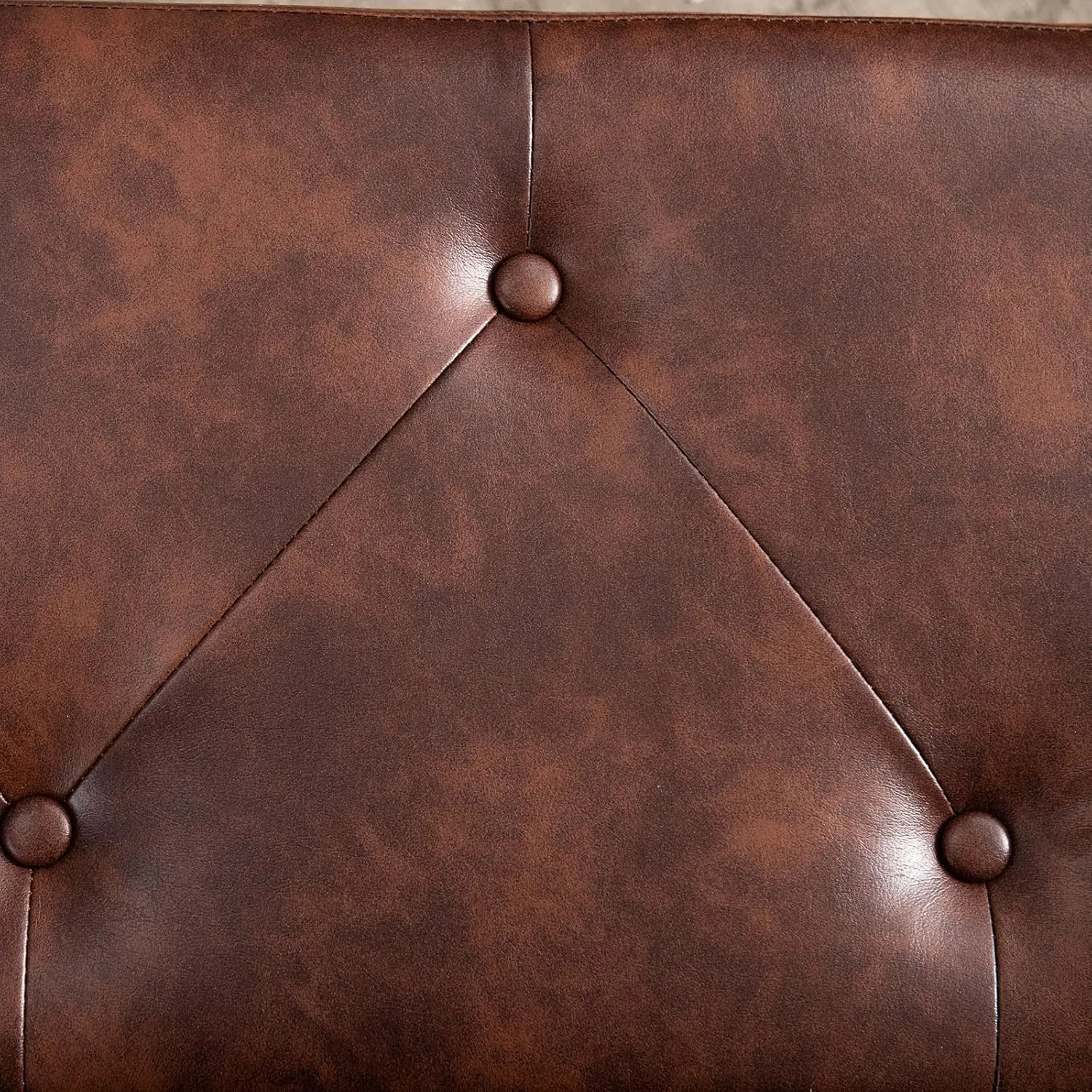 Furnimart Faux Leather Bench Ottoman, Tufted Button Bedroom Benches Footrest Stool in Solid Wood Legs, Long and Dining Bench, Indoor Bench for Entryway Living Room Bedroom (Leather-Darkbrown)