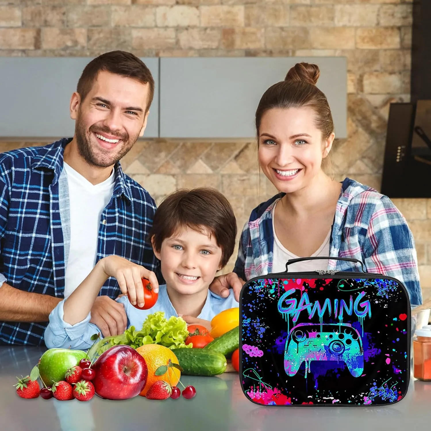 Gamer Lunch Box for Boys, Insulated Reusable Video Game Lunch Bag Portable Waterproof Leakproof Gaming Lunch Tote Bag Game boy Lunch Box for School Picnic Travel Back to School Gifts
