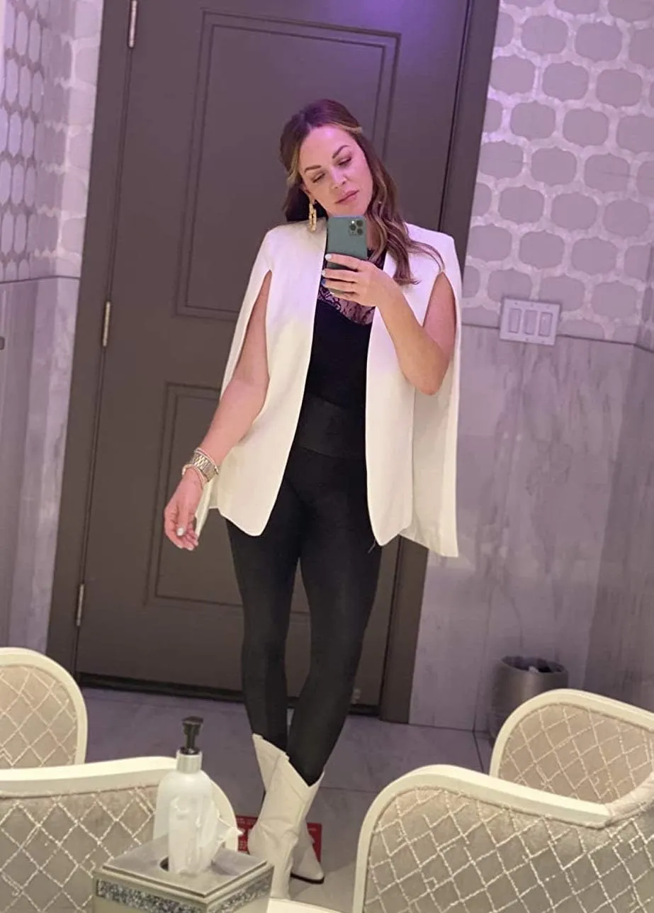 GAMISOTE Womens Cape Blazer Split Sleeve Open Front Casual Jacket Coat Workwear