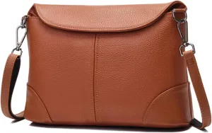 Genuine Leather Crossbody Bags for Women Medium Shoulder Purses Clutch Purses