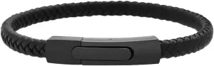 Geoffrey Beene Men's Braided Genuine Leather Fashion Bangle Bracelet with Stainless Steel Clasp