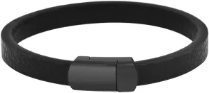 Geoffrey Beene Men's Genuine Pebbled Leather Bracelet with Stainless Steel Closure