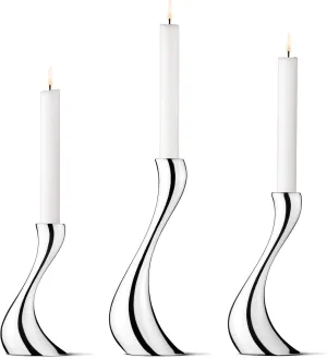 Georg Jensen Cobra Candle Holder, Stainless Steel, 6.30", 7.87", 9.45" (Set of 3)