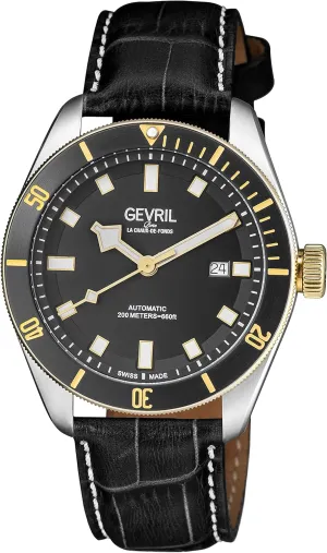 Gevril 48608.1 Men's Yorkville Swiss Automatic Watch, Genuine Leather Strap with Tang Buckle