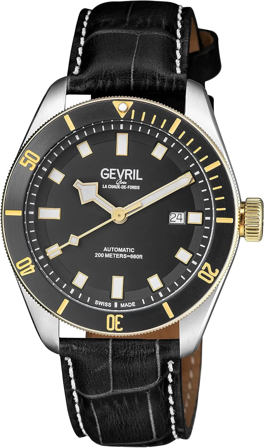 Gevril 48608.1 Men's Yorkville Swiss Automatic Watch, Genuine Leather Strap with Tang Buckle