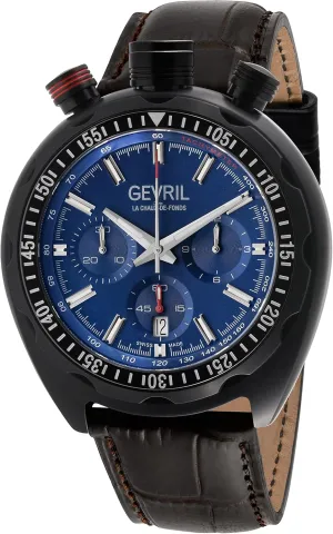 Gevril Men's Canal St Automatic Chronograph Watch, Genuine Italian Leather Strap