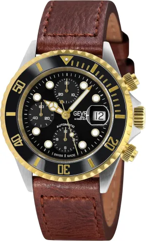 Gevril Men's Wall Street Stainless Steel Watch, Genuine Italian Leather Strap