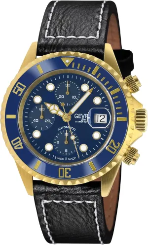 Gevril Men's Wall Street Stainless Steel Watch, Genuine Italian Leather Strap