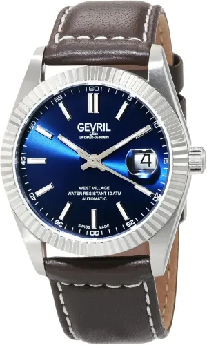 Gevril Men's West Village Automatic Watch, Genuine Italian Leather Strap