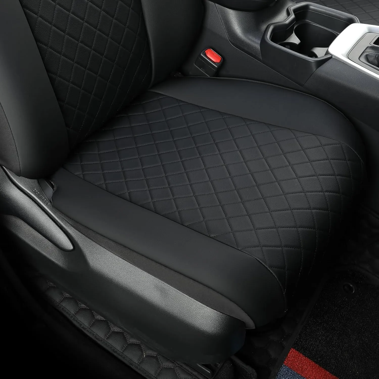 GIANT PANDA 2-Pack Front Car Seat Covers Custom Fit for Toyota Rav4 Hybrid SE/XSE 2019 2020 2021 2022 2023 2024 2025,Prime SE,Prime XSE 2021 2022 2023 2024,Leather Seat Covers, Polyester Fiber(Black)