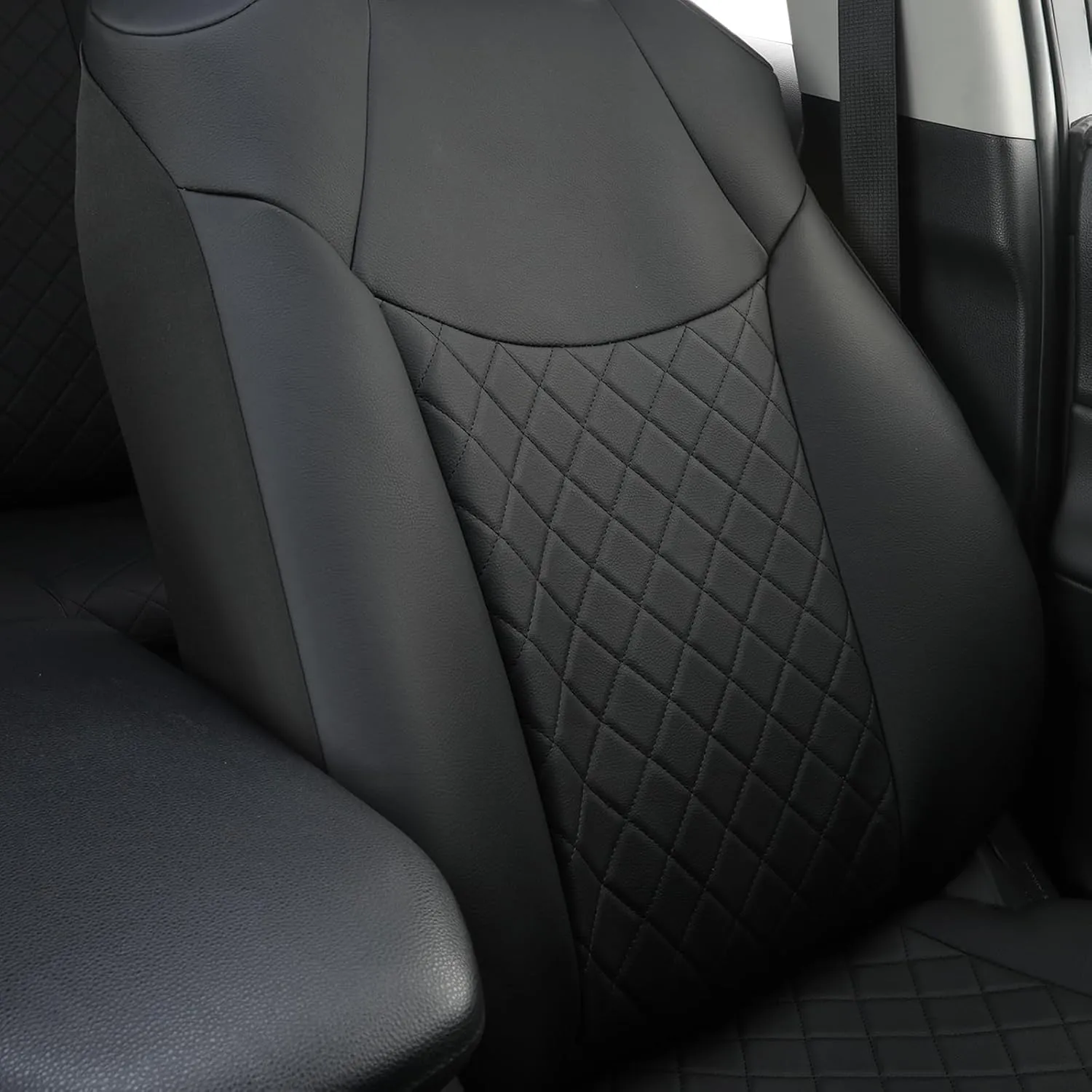 GIANT PANDA 2-Pack Front Car Seat Covers Custom Fit for Toyota Rav4 Hybrid SE/XSE 2019 2020 2021 2022 2023 2024 2025,Prime SE,Prime XSE 2021 2022 2023 2024,Leather Seat Covers, Polyester Fiber(Black)