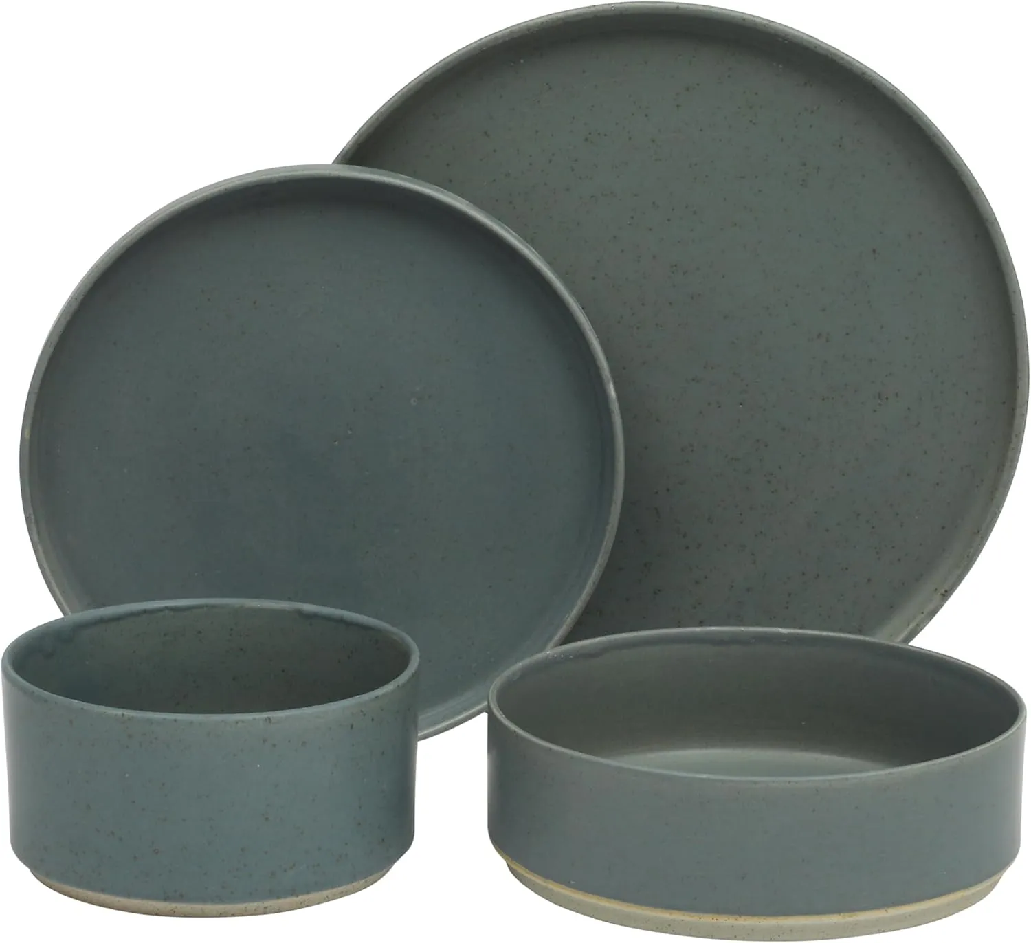 Gibson Elite Tatum Premium Porcelain Matte Reactive Glaze 16-Piece (Service for 4) Plates and Bolws Stackable Dishes Ceramic Dinnerware - Blue