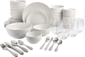 Gibson Home All U Need 60 Piece Plates, Bowls, Glassware, Forks, Spoons, and Knives (Service for 6) Dinnerware Set