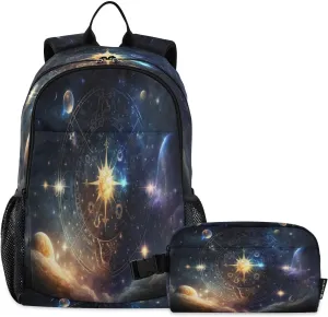 Girls Boys Backpack Set, Enigmatic-structure Kids Elementary Middle School Bookbag with Lunch Bag