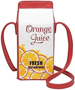 Girls Fruits Banana Strawberry Milk Box CrossBody Small Purse Bag Women Phone Wallet Handbag Shoulder Bags