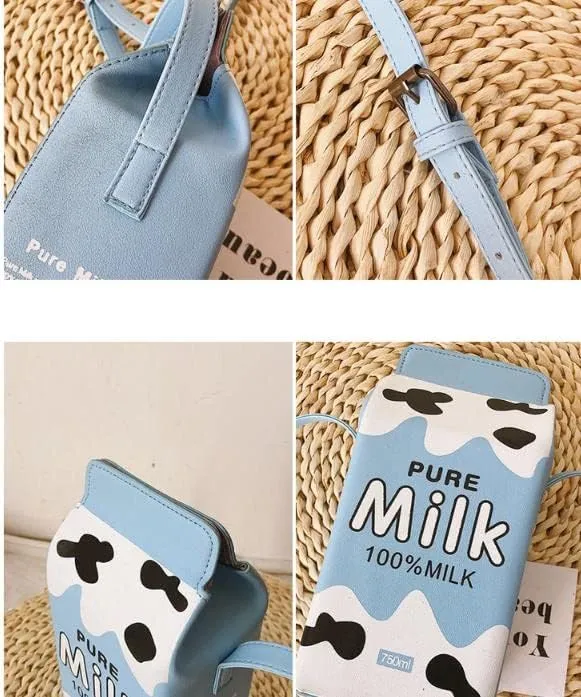 Girls Fruits Banana Strawberry Milk Box CrossBody Small Purse Bag Women Phone Wallet Handbag Shoulder Bags