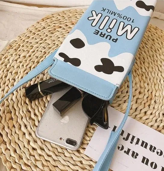 Girls Fruits Banana Strawberry Milk Box CrossBody Small Purse Bag Women Phone Wallet Handbag Shoulder Bags